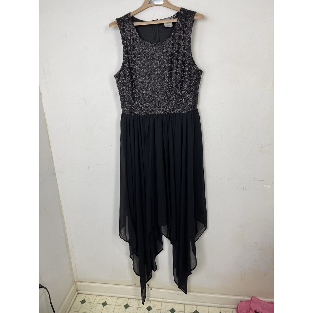 The Pyramid Collection Womens Dress Large Goth Witchy Prom Black Asymmetrical‎ - Picture 2 of 7